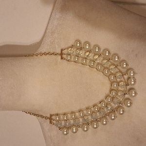 Faux pearl and crystal necklace